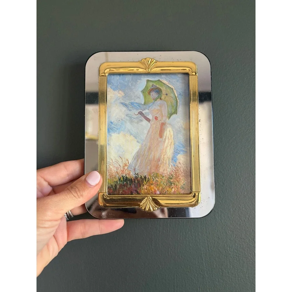 Two Vintage Picture Frames Two-Tone Silver and Gold Finish